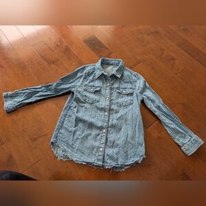 Denim Button-Up Shirt Girls size S